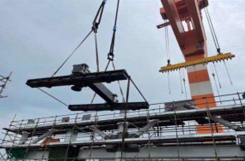 Flange facing on site for Simens Power Module foundation